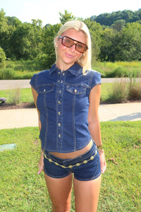 Contrast Stitch Button Up Denim Shirt