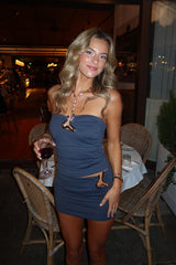 Ninah Abstract Ruched Strapless Top