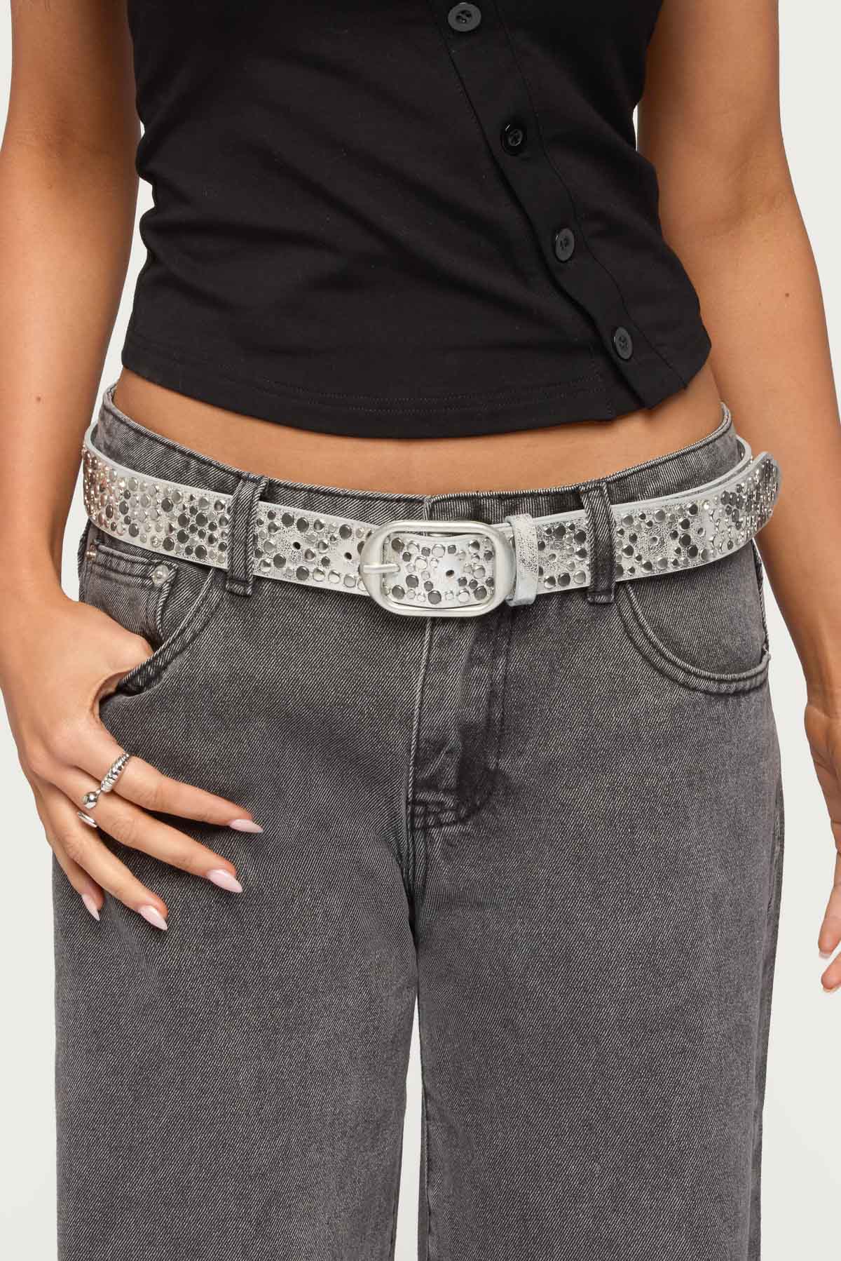 Zinia Studded Faux Leather Belt