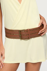 Western Grommet Faux Leather Belt
