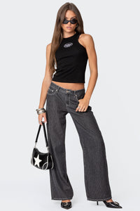 Pinstripe Low Rise Baggy Jeans