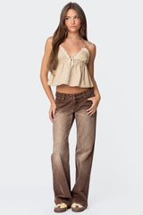 Alysse Washed Low Rise Bootcut Jeans