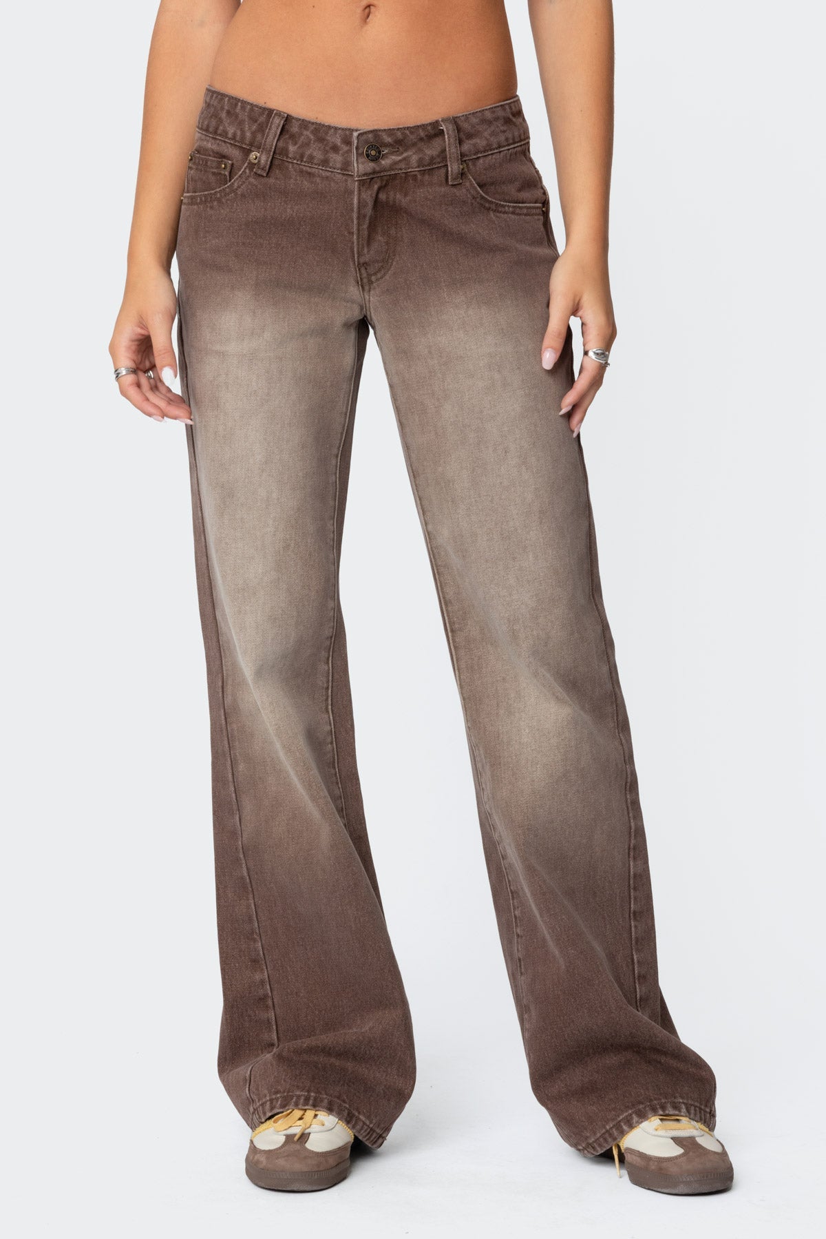 Alysse Washed Low Rise Bootcut Jeans
