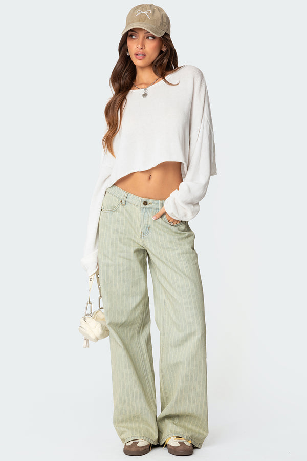 Lannah Textured Low Rise Baggy Jeans