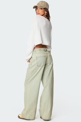 Lannah Textured Low Rise Baggy Jeans
