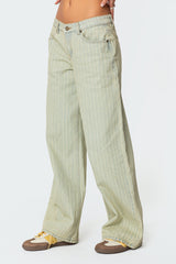 Lannah Textured Low Rise Baggy Jeans