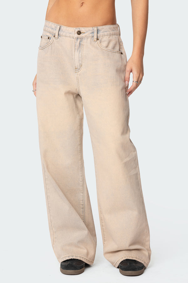 Dusty Washed Low Rise Baggy Jeans