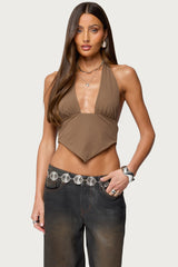 Open Back Triangle Halter Top