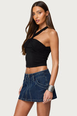Maggi Knotted Backless Mesh Top