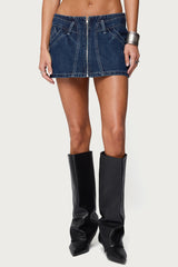 Sharlo Zip Up Denim Mini Skirt