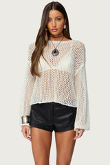 Charlise Open Knit Sequin Top