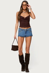 Layered Bra Cowl Neck Top