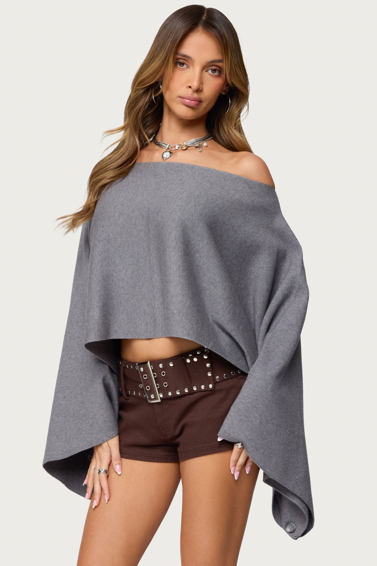 Sharla Off Shoulder Poncho Sweater