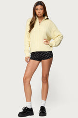 Sarie Cable Knit Quarter Zip Sweater