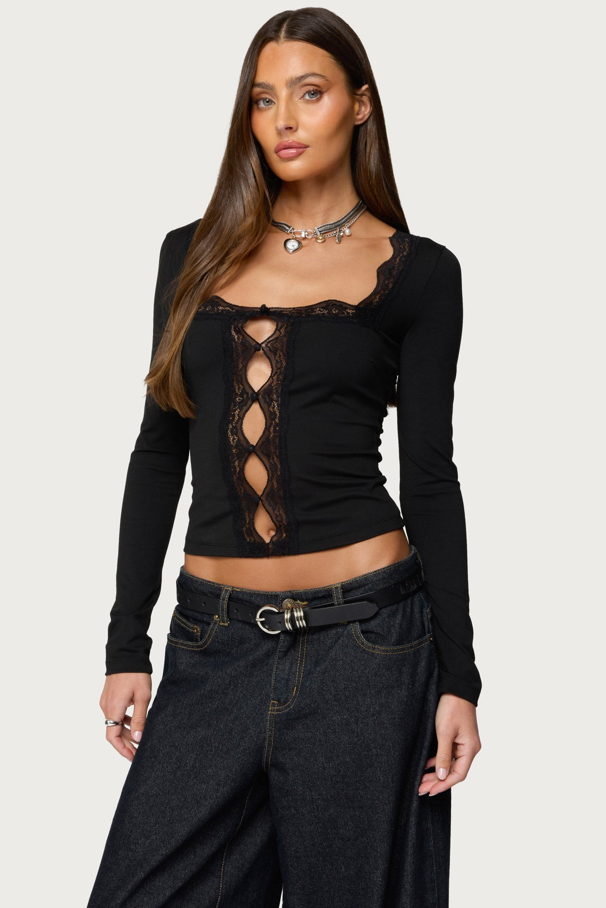 Zeya Lacey Keyhole Top