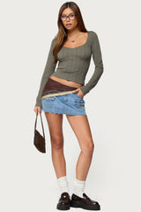 Beatrix Lacey Ribbed Top