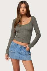 Beatrix Lacey Ribbed Top