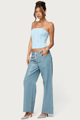 Lexah Faux Crystal Strapless Mesh Corset