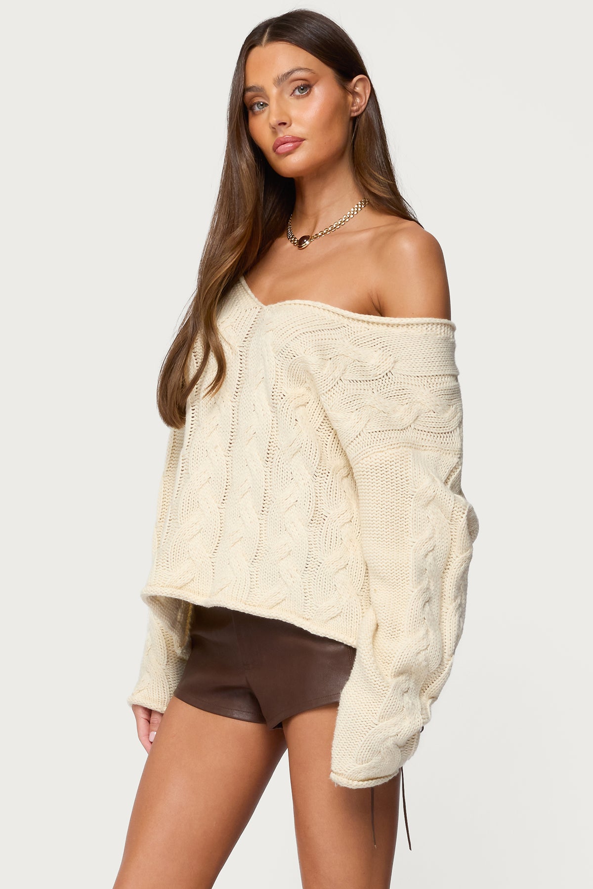 Inga Oversized Cable Knit Sweater