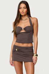 Shaylo Clasp Cutout Halter Top