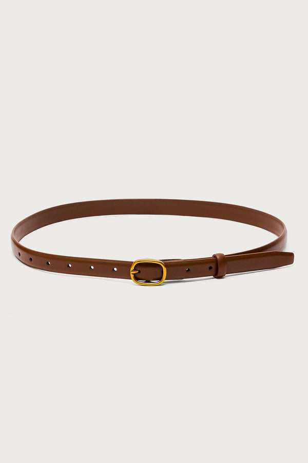 Oval Buckle Faux Leather Belt