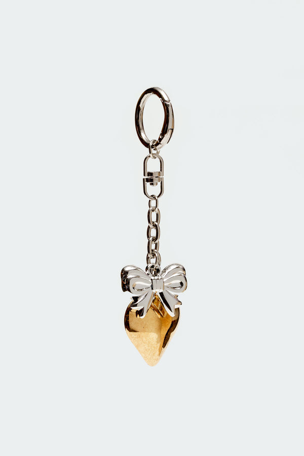 Heart & Bow Mixed Metal Keychain