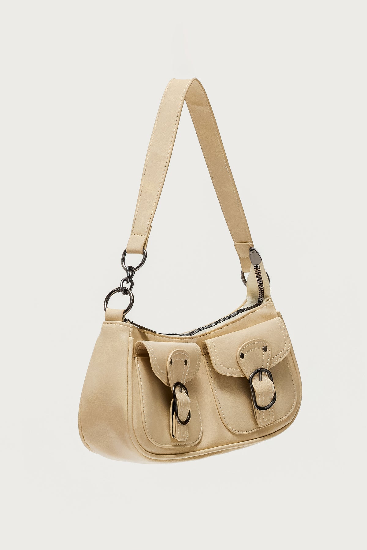 Distressed Faux Leather Buckle Bag