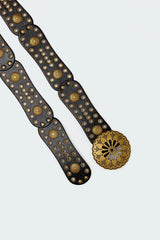 Scalloped Circle Faux Leather Belt