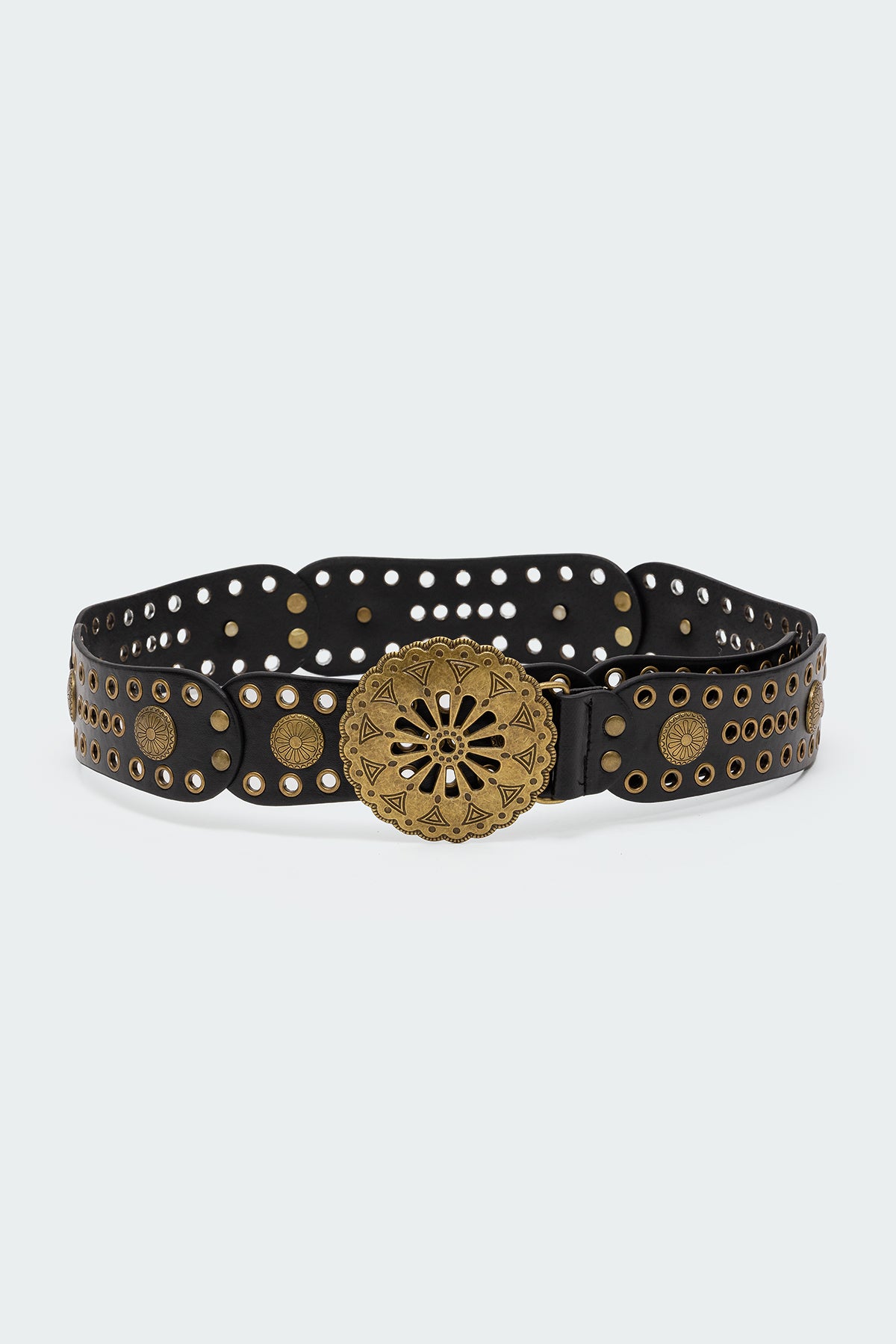 Scalloped Circle Faux Leather Belt