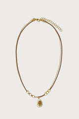 Oval Stone Pendant Cord Necklace