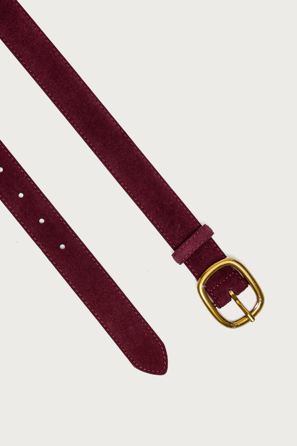 Oval Buckle Faux Suede Belt