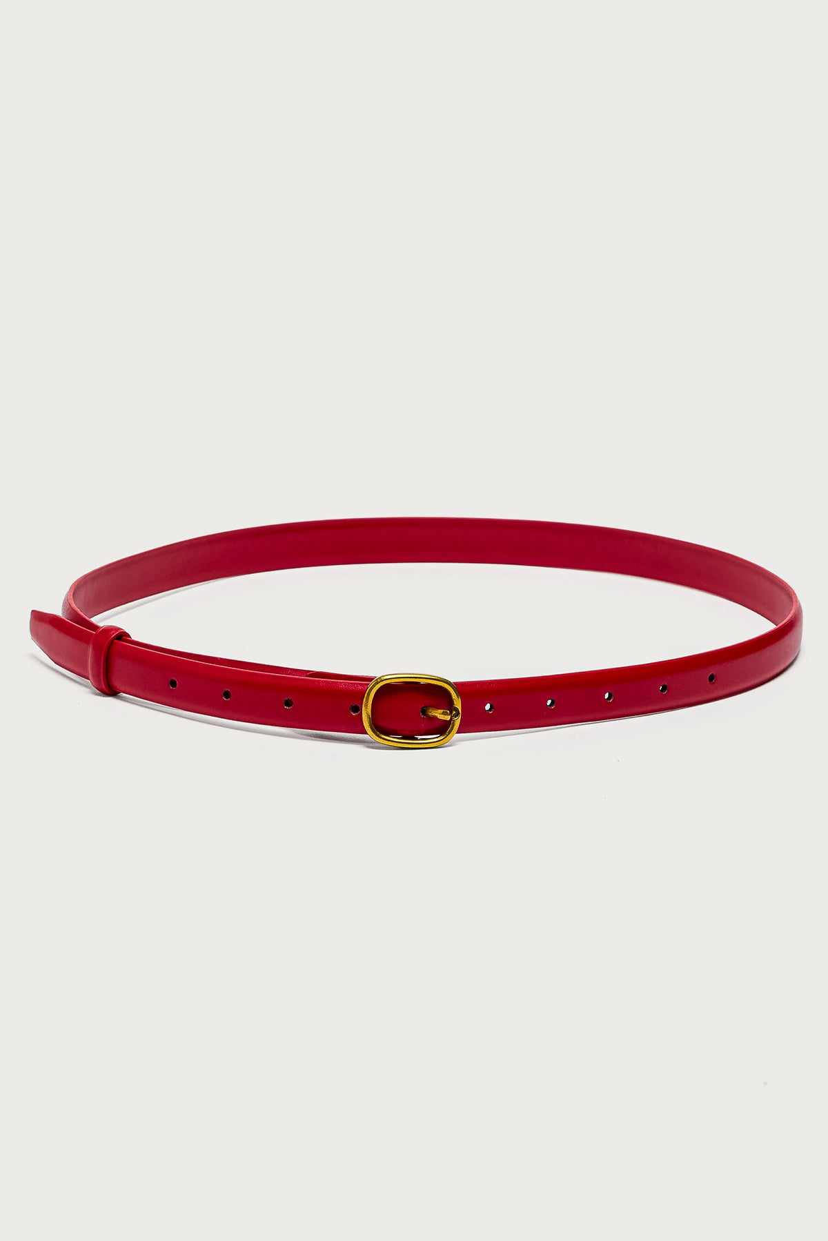 Oval Buckle Faux Leather Belt
