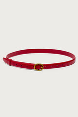 Oval Buckle Faux Leather Belt