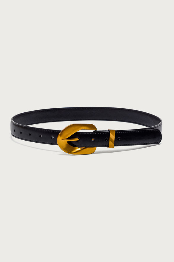 All Buckled Faux Leather Belt