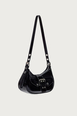 Washed Faux Leather Buckle Bag
