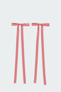 Gingham Bow Hair Clip Set