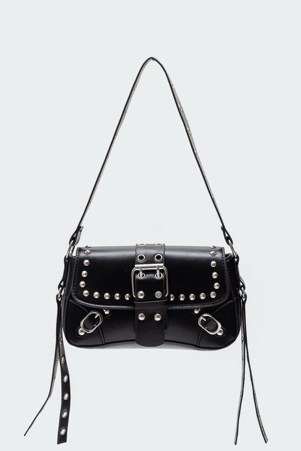 Stud & Buckle Faux Leather Bag
