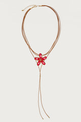 Hibiscus Faux Suede Cascading Necklace