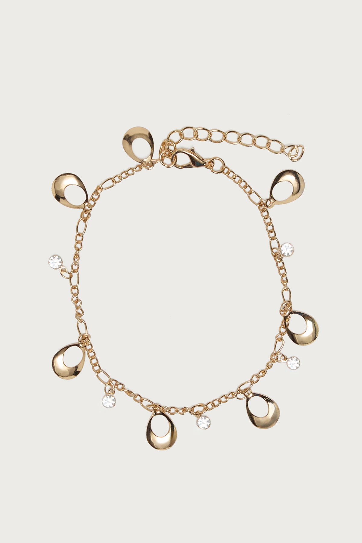 Abstract Oval Charm Anklet