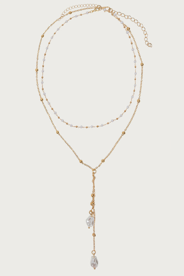 Faux Pearl Cascading Necklace Set