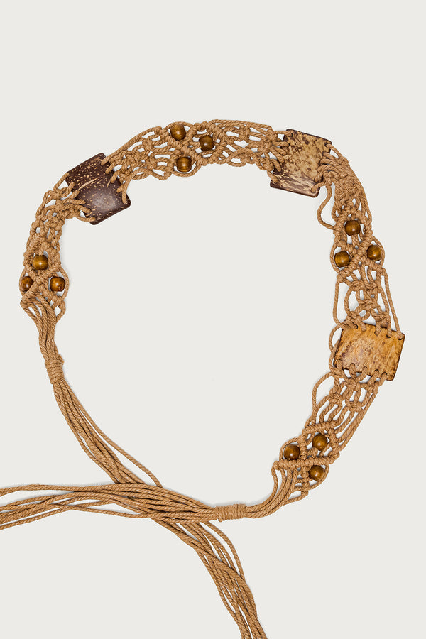 Braided Bead Tie Belt