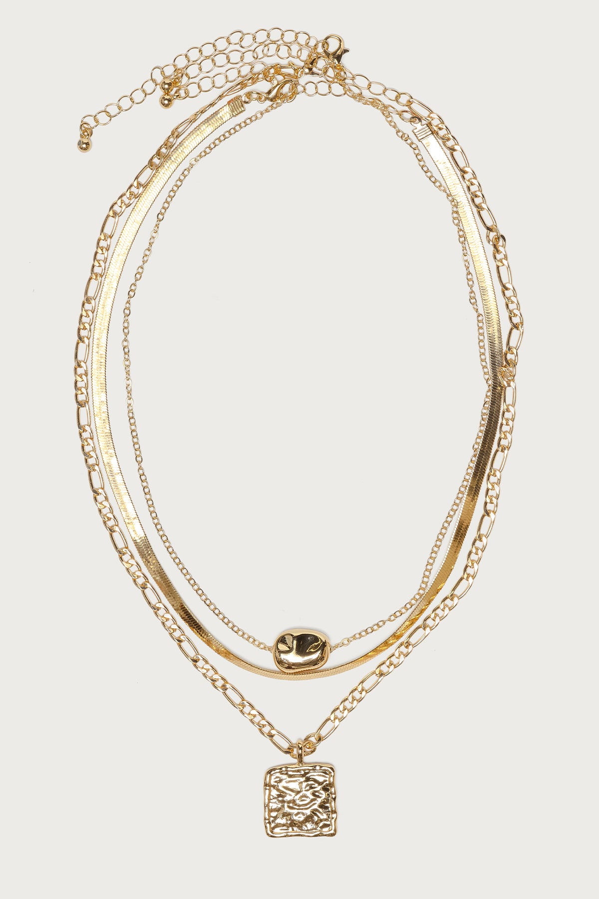 Layered Textured Mixed Chain Necklace