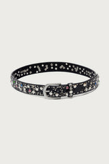 Rhinestone Studded Faux Leather Belt