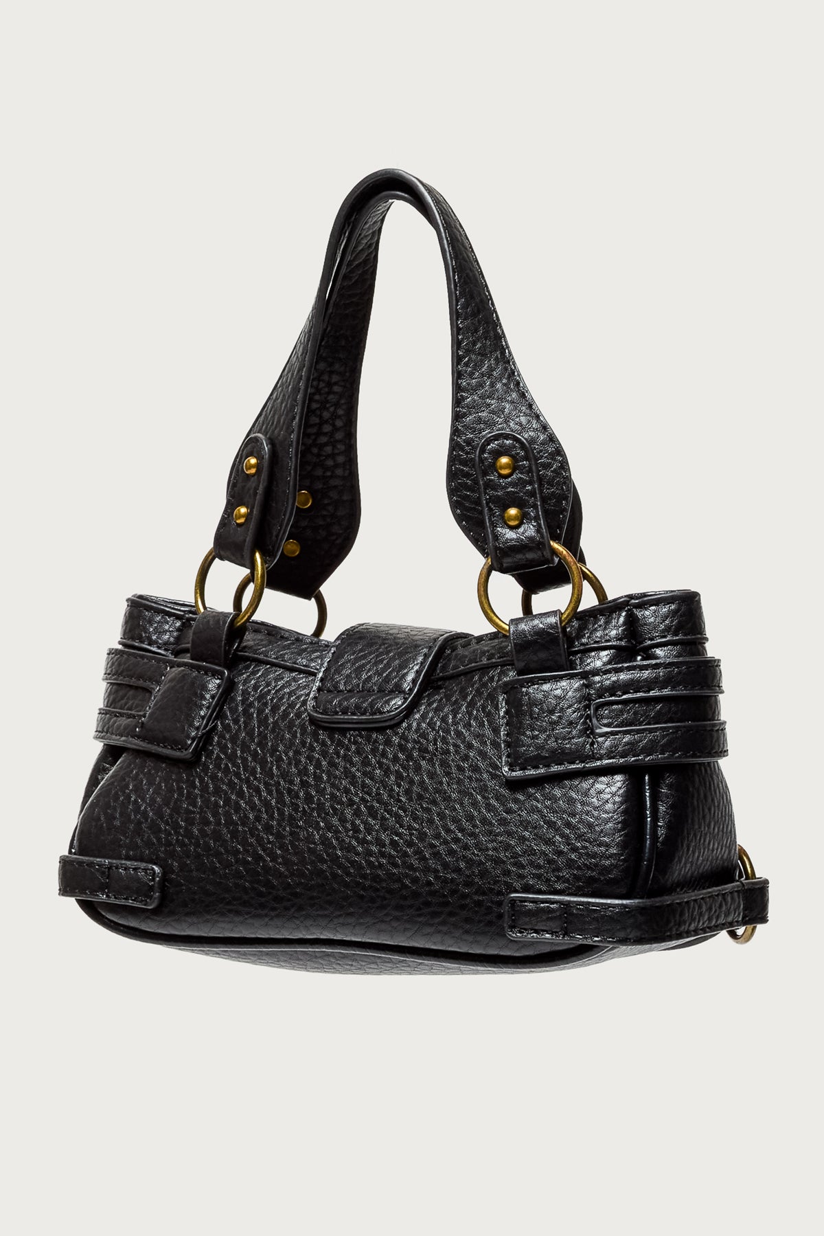 Faux Leather Studded Lock Bag