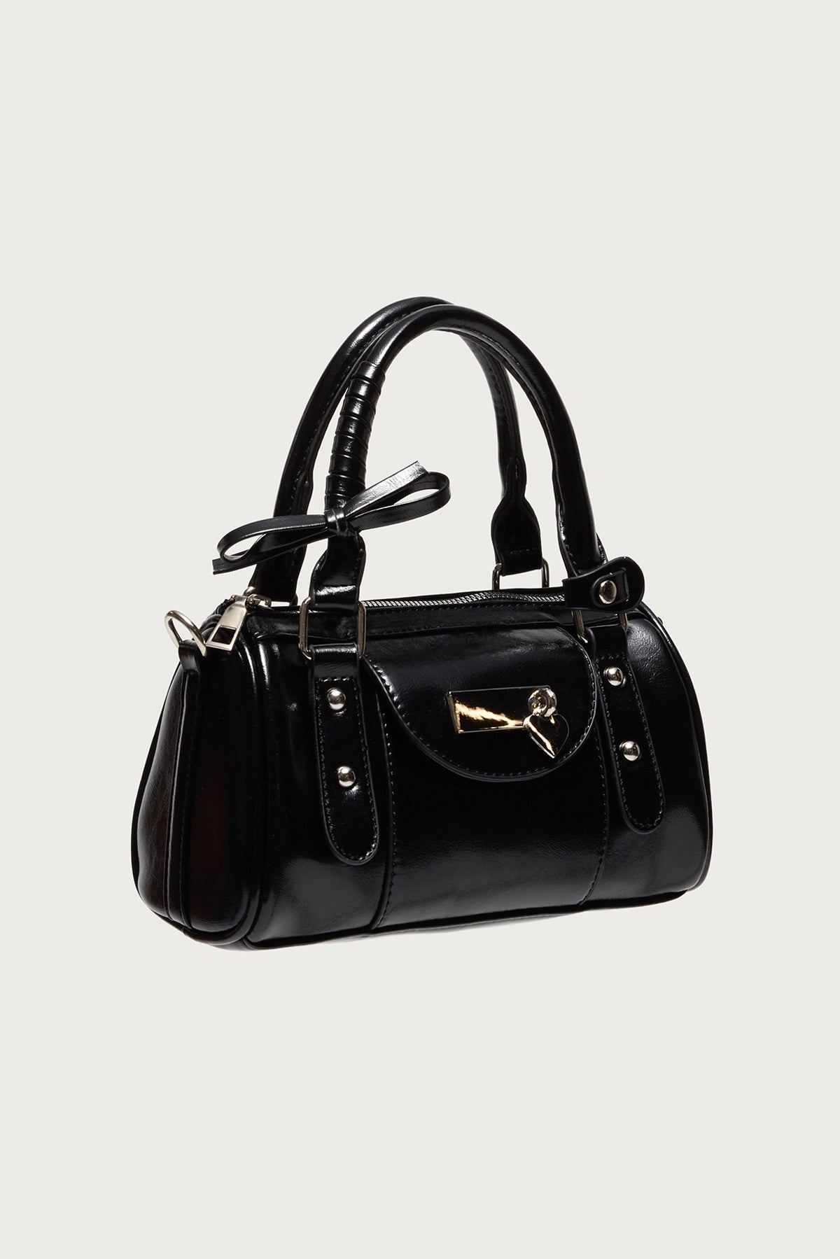 Faux Leather Heart Locket Bag