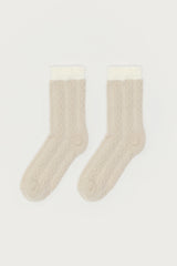 Contrast Fuzzy Cable Knit Socks