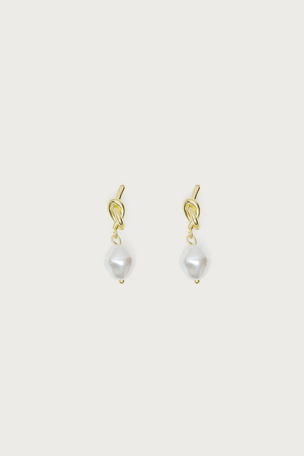 Knotted Pearl Charm Earrings