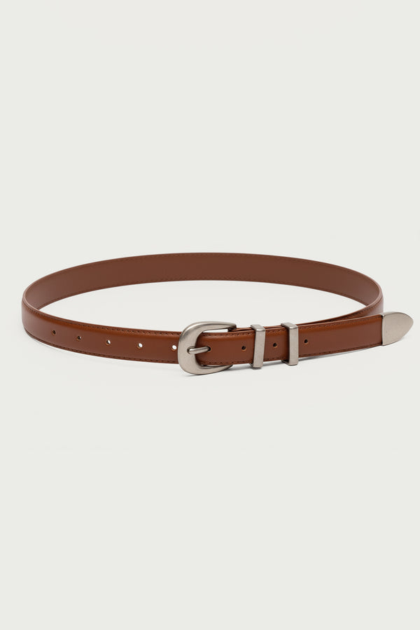 Basic Buckle Faux Leather Belt