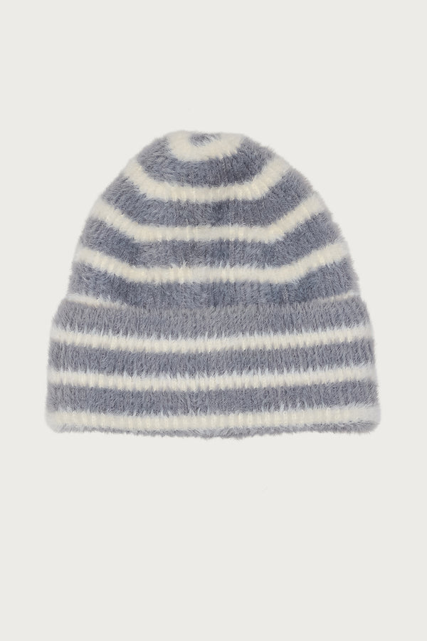 Striped Fuzzy Knit Beanie