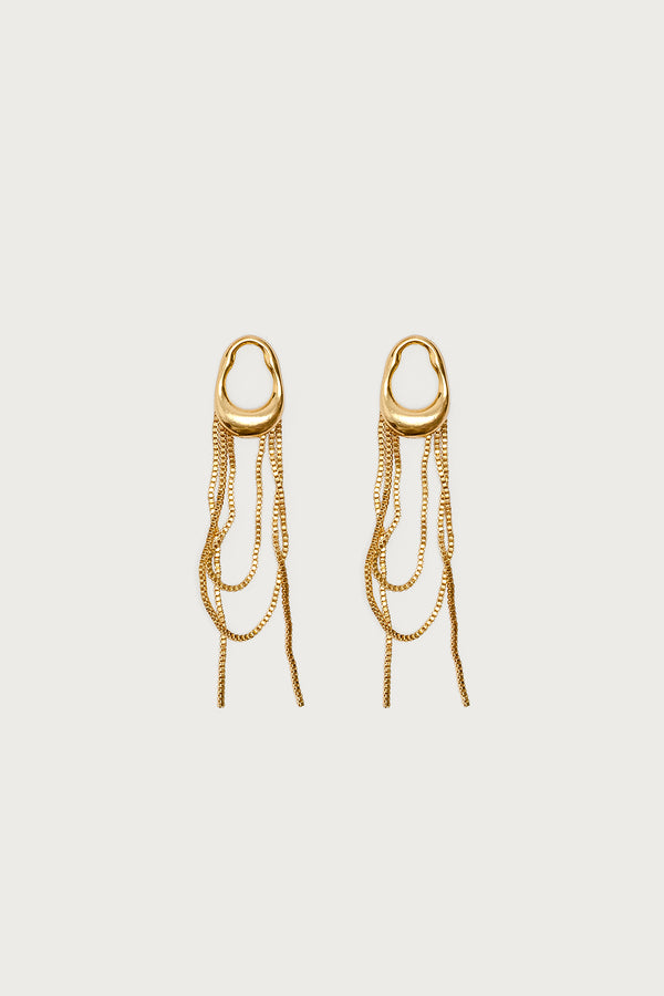 Abstract Dangling Chain Stud Earrings